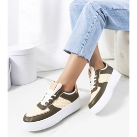 Deportivas verdes de mujer Manal beige caqui 3