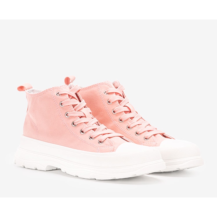 Deportivas rosas al tobillo con plataforma Cherryl rosado 1