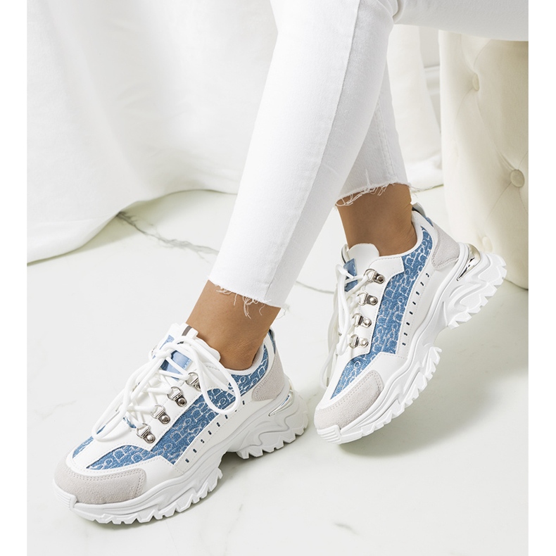 Zapatillas blancas y azules de mujer de Remmers blanco 1
