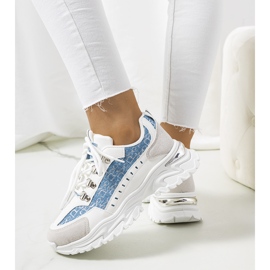 Zapatillas blancas y azules de mujer de Remmers blanco 2