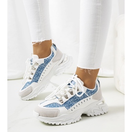 Zapatillas blancas y azules de mujer de Remmers blanco 3