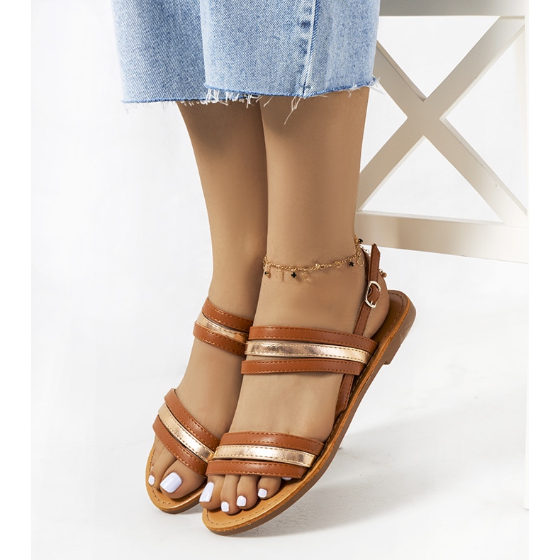 Sandalias mujer Hibbins marrón dorado 1