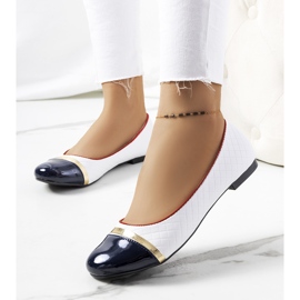 Bailarinas de mujer Petra blancas blanco azul marino 1 Bailarinas de mujer Petra blancas blanco azul marino 1