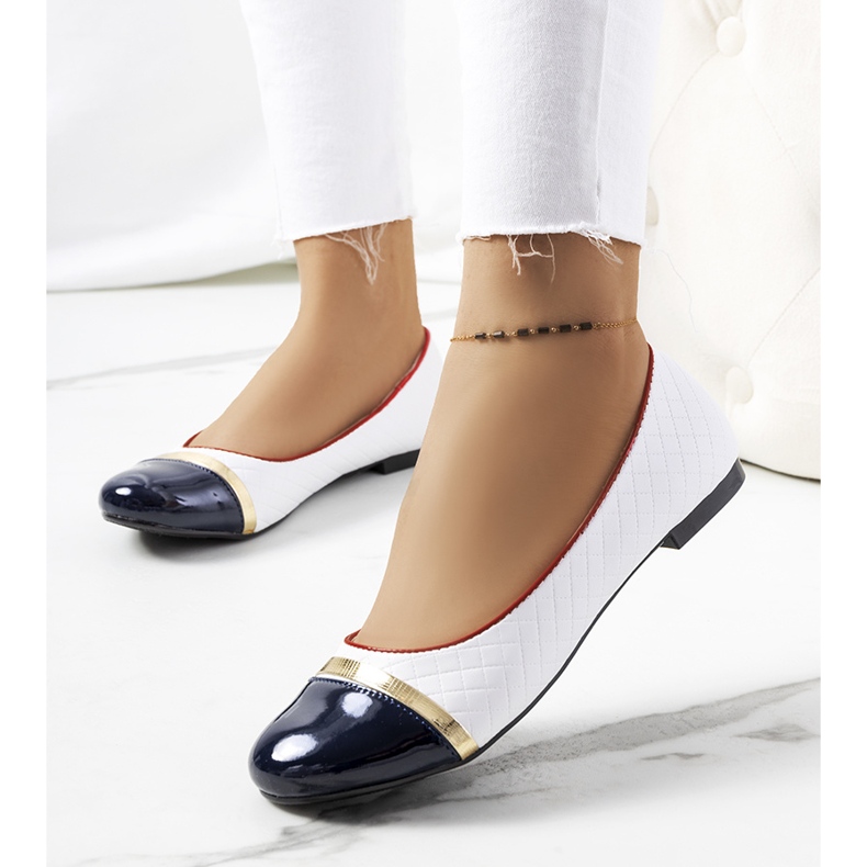 Bailarinas de mujer Petra blancas blanco azul marino 1 Bailarinas de mujer Petra blancas blanco azul marino 1