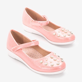 Bailarinas infantiles rosas con perlas Silva rosado 2