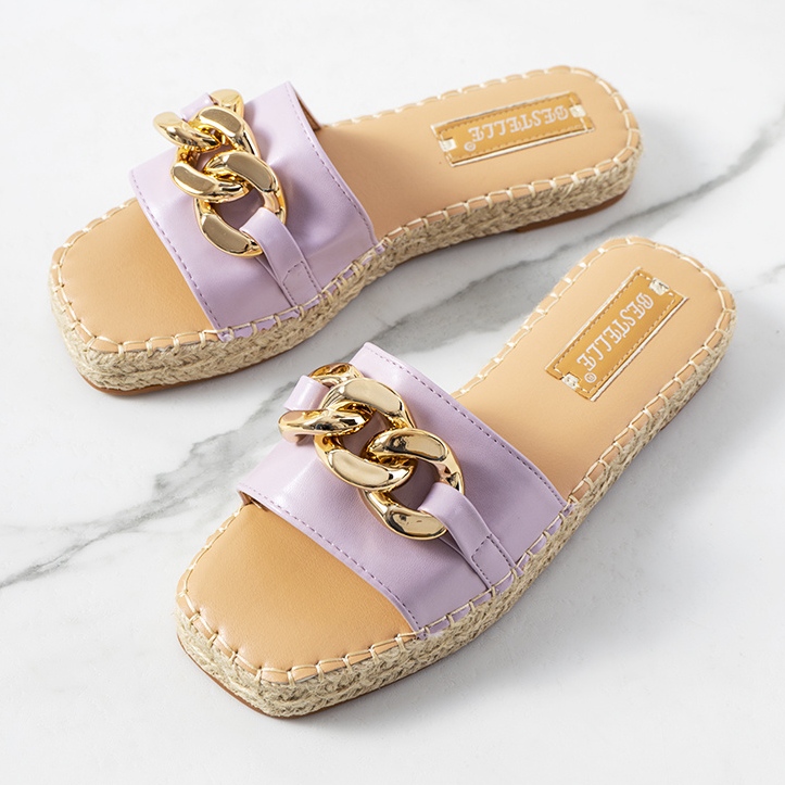 Babucha Cairo violeta con cadena púrpura 1