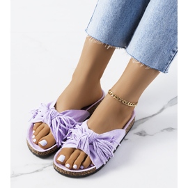 Pantuflas con flecos Laderies violeta 1