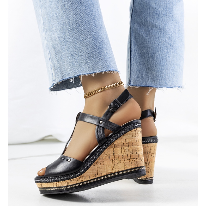 Sandalias de cuña negras de Alannah negro 1 Sandalias de cuña negras de Alannah negro 1