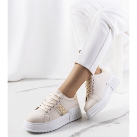 PA1 Zapatillas beige en la plataforma Kamil dorado 1