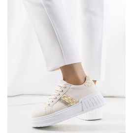 PA1 Zapatillas beige en la plataforma Kamil dorado 2