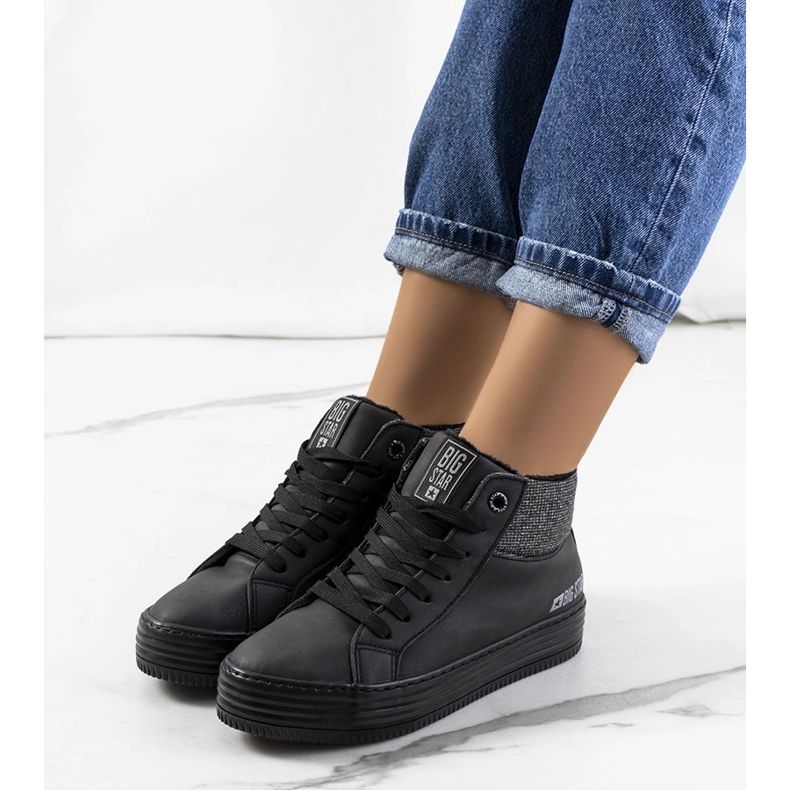 Zapatillas cálidas en la cuña Big Star II274147 negro 1