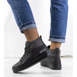 Zapatillas cálidas en la cuña Big Star II274147 negro 2