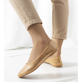 PA1 Bailarinas Hirane marrones con lentejuelas beige dorado 2