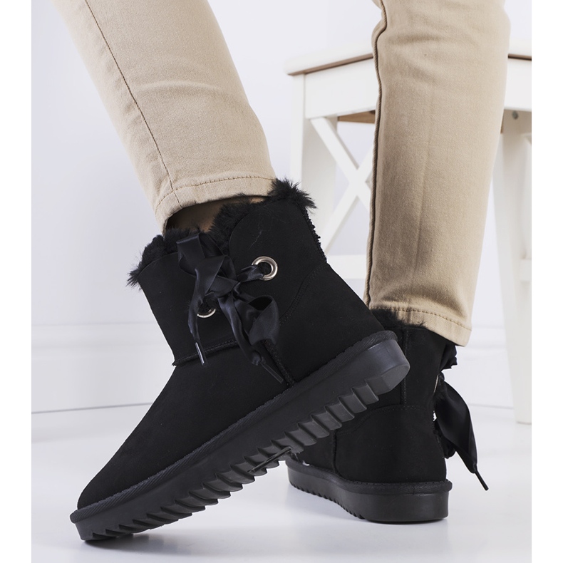 Botas de nieve negras con lazo Lachance negro 2 Botas de nieve negras con lazo Lachance negro 2