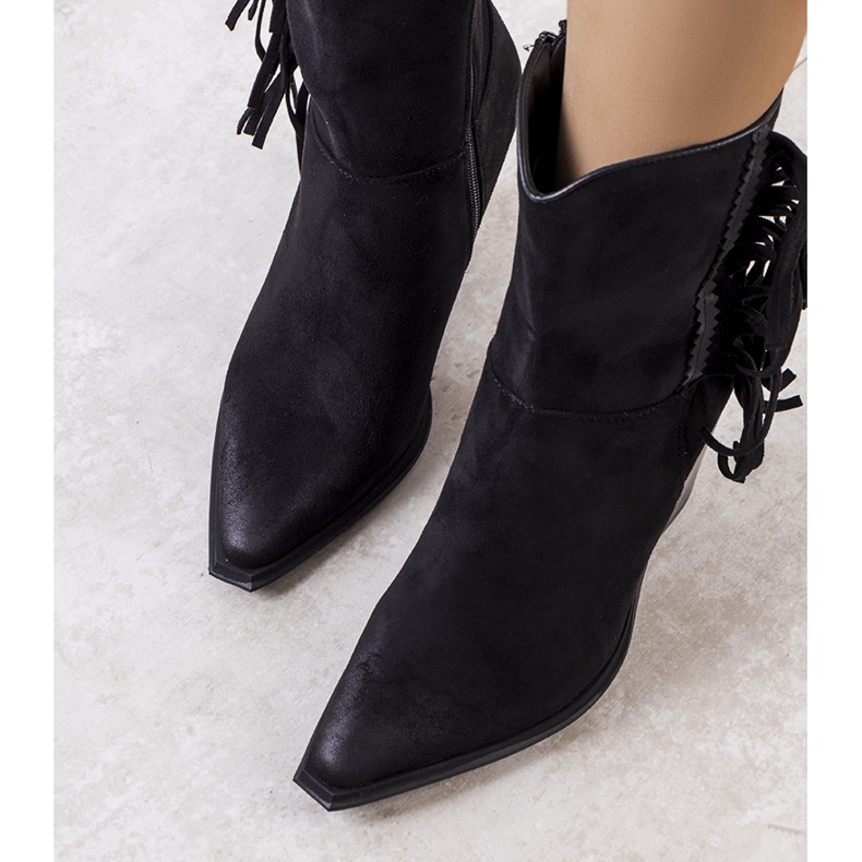 PA1 Bota cowboy negra con flecos Cerda negro 1