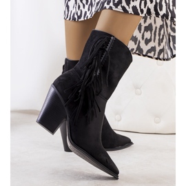 PA1 Bota cowboy negra con flecos Cerda negro 2