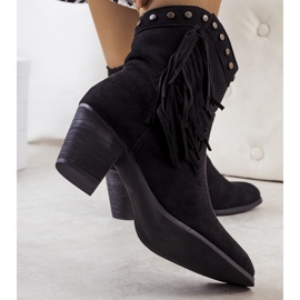 Botas cowboy negras con flecos negro 1