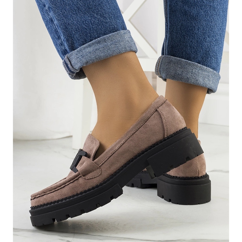 Zapatos marrones eco-ante beige 1