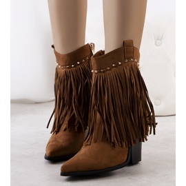 PA1 Bota cowboy camel con flecos Zanco marrón 2
