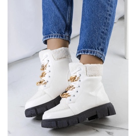 Botines Boren de piel de cordero blanca blanco 1