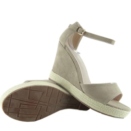 Sandalias cuña lino Cuerda albaricoque marrón 1