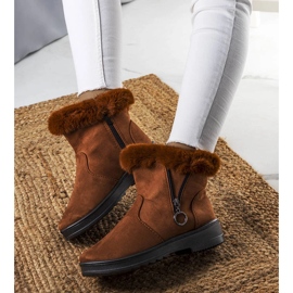Botas de nieve con aislamiento Camel y cremallera Katalina marrón 1