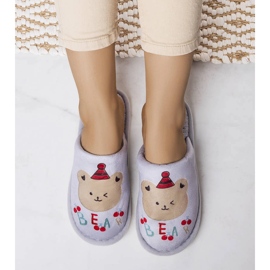 Pantuflas peluche oso gris 1