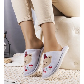 Pantuflas peluche oso gris 2