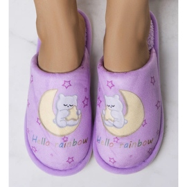 Pantuflas blandas luna arcoiris violeta 1 Pantuflas blandas luna arcoiris violeta 1
