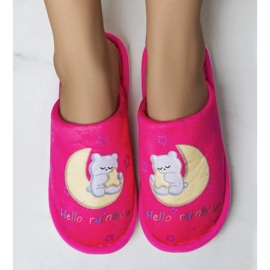Pantuflas blandas Rainbow Moon rosa neón rosado 1