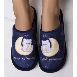 Zapatillas de casa blandas Rainbow moon azul marino 1