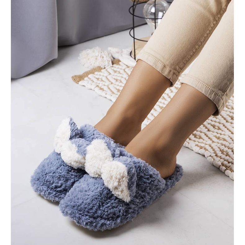 PA1 Pantuflas suaves azul conejo 1 PA1 Pantuflas suaves azul conejo 1