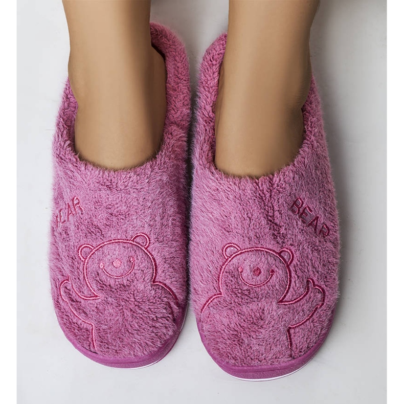 BM Pantuflas rosa oscuro suave Smile Bear 2