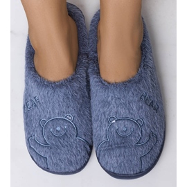 Pantuflas blandas Smile Bear azul marino 1