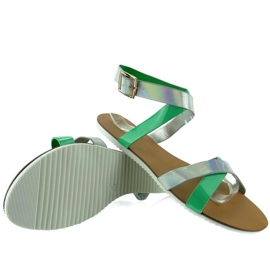 Sandalias con raya holograma X7961 Verde 2