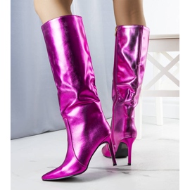 BM Botas de tacón rosa neón de Jaylin rosado 3
