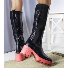 BM Botas negras con suela rosa de Charla negro 2