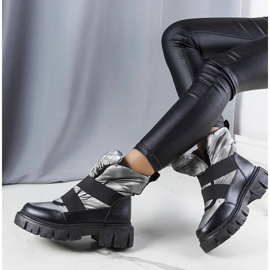 Botas para la nieve sin cordones con aislamiento grises de Francisco negro 1 Botas para la nieve sin cordones con aislamiento grises de Francisco negro 1