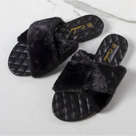 Chanclas Karsyn negras con pelo negro 1