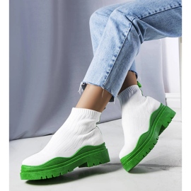 Botas calcetín Cali blancas con suela verde blanco 1
