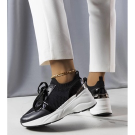 Zapatillas negras con cuña de Ann negro 2