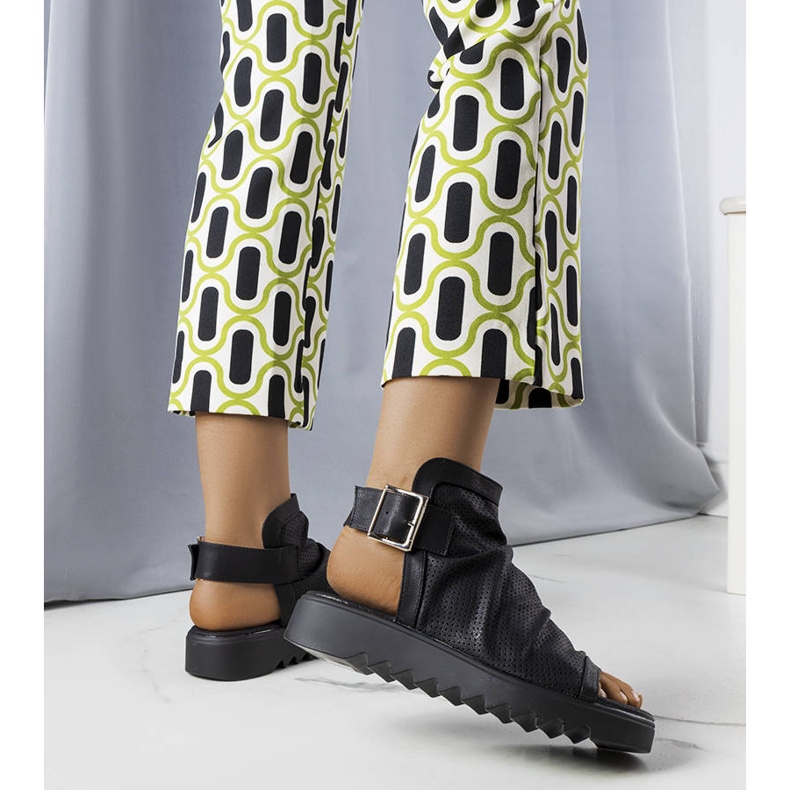 PA1 Sandalias caladas negras de Beulah negro 2