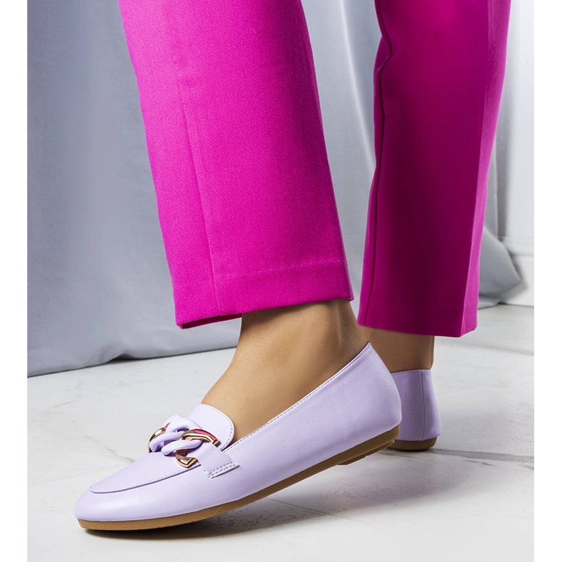 Mocasines morados con cadena de Mamie púrpura 1