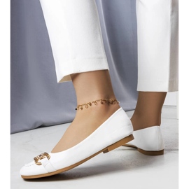 Bailarinas blancas con adorno Iris dorado blanco 1