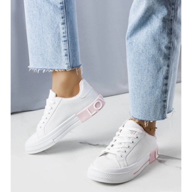 Zapatillas blancas y rosas decoradas con la inscripción Nora blanco 1