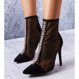 Botas negras decoradas con circonitas de Veilleux negro 1