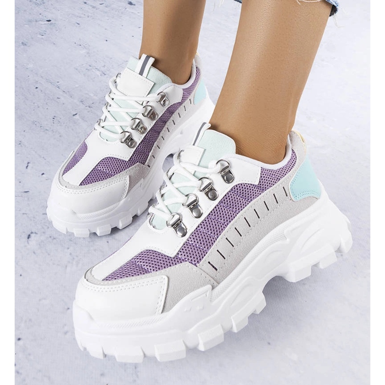 Chunky sneakers grises de mujer blanco 1