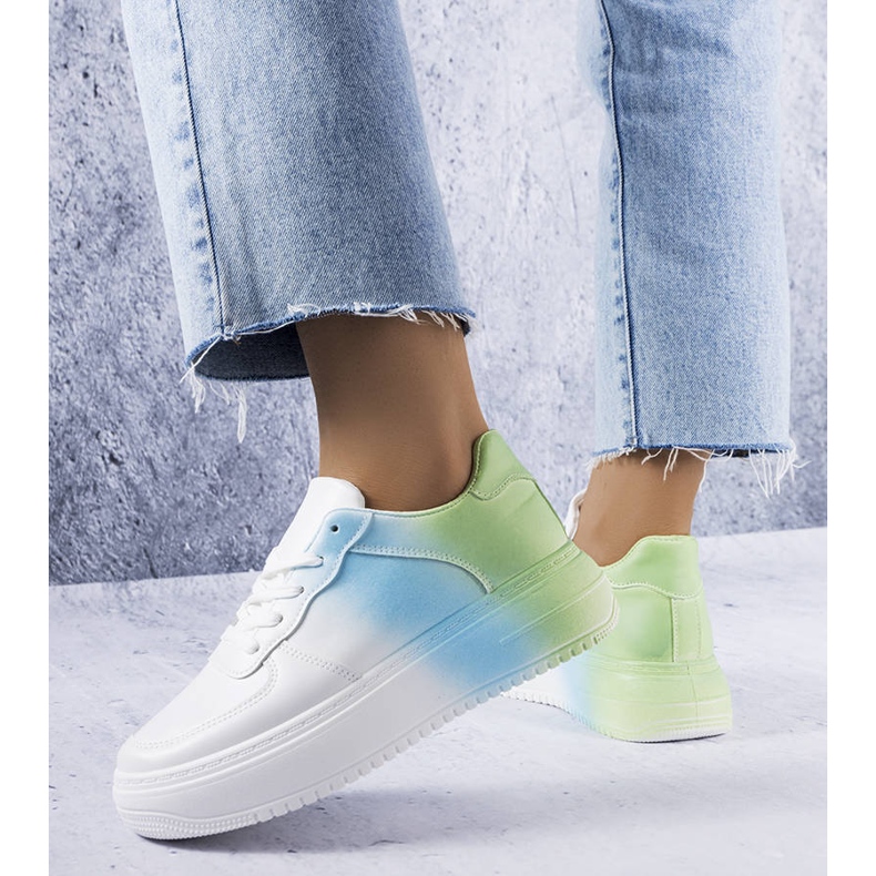 PA1 Zapatillas con plataforma blancas y verdes de Lance blanco azul 1