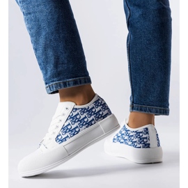 Deportivas blancas con estampado Marquis azul blanco 1