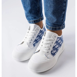 Deportivas blancas con estampado Marquis azul blanco 2